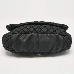 Pre Owned Moschino Black Quilted Nylon Flap Bag