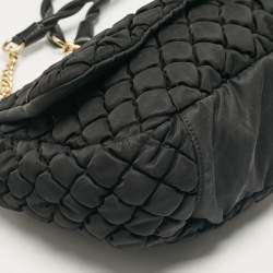 Pre Owned Moschino Black Quilted Nylon Flap Bag