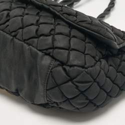 Pre Owned Moschino Black Quilted Nylon Flap Bag