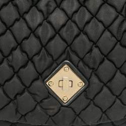 Pre Owned Moschino Black Quilted Nylon Flap Bag
