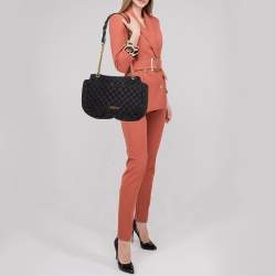 Pre Owned Moschino Black Quilted Nylon Flap Bag