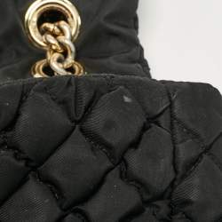 Pre Owned Moschino Black Quilted Nylon Flap Bag