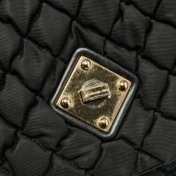 Pre Owned Moschino Black Quilted Nylon Flap Bag