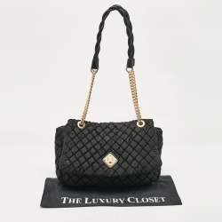 Pre Owned Moschino Black Quilted Nylon Flap Bag