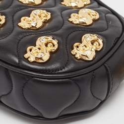 Moschino Black Leather Dollar Studs Crossbody Bag