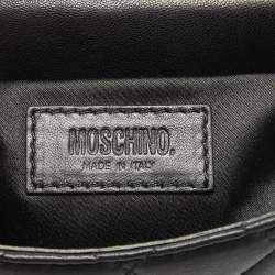 Pre Owned Moschino Black Leather Measuring Tape Chain Shoulder Bag