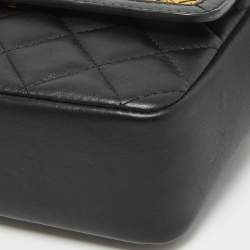 Pre Owned Moschino Black Leather Measuring Tape Chain Shoulder Bag