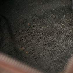Moschino Dark Brown Nylon Logo Boston Bag