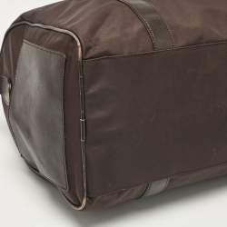 Moschino Dark Brown Nylon Logo Boston Bag