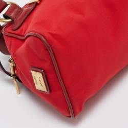 Moschino Red Nylon Mini Logo Bowler Bag