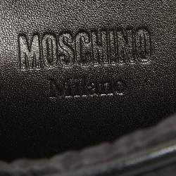Pre Owned Moschino Black Leather and Nylon Classic Logo Camera Crossbody Bag