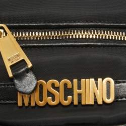 Pre Owned Moschino Black Leather and Nylon Classic Logo Camera Crossbody Bag