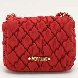 Moschino Red Quilted Nylon Crossbody Bag