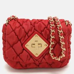 Moschino Red Quilted Nylon Crossbody Bag