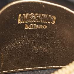 Pre Owned Moschino Gold Leather Capsule Biker Jacket Wristlet Clutch