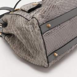 Moschino Grey Python Embossed Leather Biker Satchel