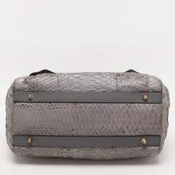Moschino Grey Python Embossed Leather Biker Satchel