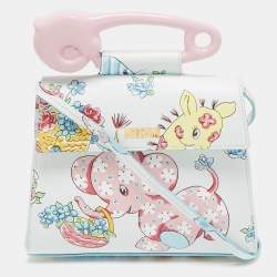 Moschino Multicolor Leather Calico Animals Top Handle Bag