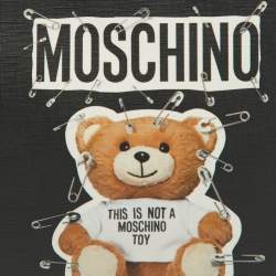 Pre Owned Moschino Black Teddy Bear Print Coated Canvas Medium Clutch