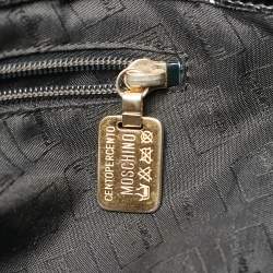 Pre Owned Moschino Black Wild Stitch Patent Leather Drawstring Bucket Bag