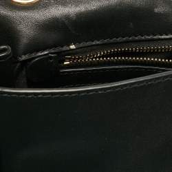 Pre Owned Moschino Black Leather Classic Logo Flap Chain Bag
