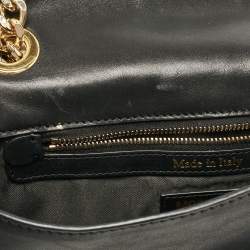 Pre Owned Moschino Black Leather Classic Logo Flap Chain Bag