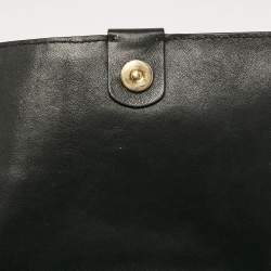 Pre Owned Moschino Black Leather Classic Logo Flap Chain Bag