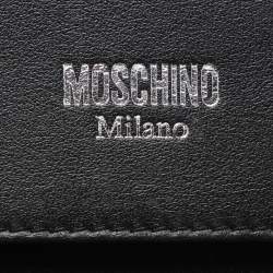 Pre Owned Moschino Black Patent Leather Number Plate Chain Clutch