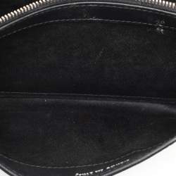 Pre Owned Moschino Black Patent Leather Number Plate Chain Clutch