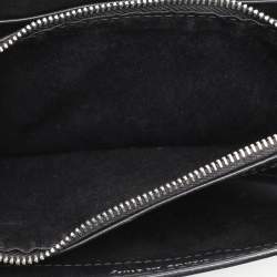 Pre Owned Moschino Black Patent Leather Number Plate Chain Clutch