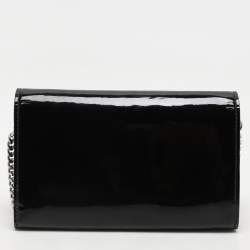 Pre Owned Moschino Black Patent Leather Number Plate Chain Clutch