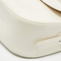 Moschino White Glossy Leather Heart Flap Shoulder Bag