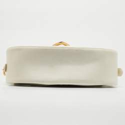 Moschino White Glossy Leather Heart Flap Shoulder Bag