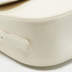 Moschino White Glossy Leather Heart Flap Shoulder Bag