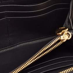 Pre Owned Moschino Black Patent Leather Logo Classic Continental Wallet