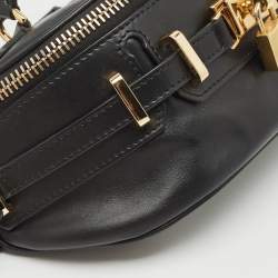 Pre Owned Moschino Black Leather Padlock Belt Bag