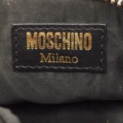 Pre Owned Moschino Black Leather Padlock Belt Bag