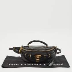 Pre Owned Moschino Black Leather Padlock Belt Bag