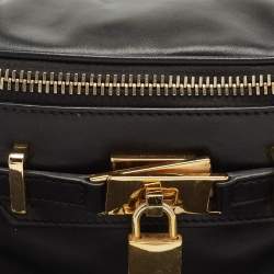 Pre Owned Moschino Black Leather Padlock Belt Bag