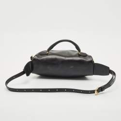 Pre Owned Moschino Black Leather Padlock Belt Bag