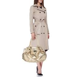 Moschino Gold Leather Padlock Satchel