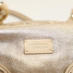 Moschino Gold Leather Padlock Satchel