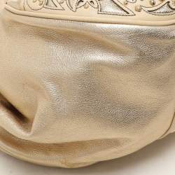Moschino Gold Leather Padlock Satchel