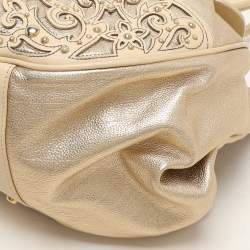 Moschino Gold Leather Padlock Satchel