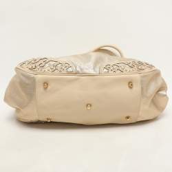 Moschino Gold Leather Padlock Satchel