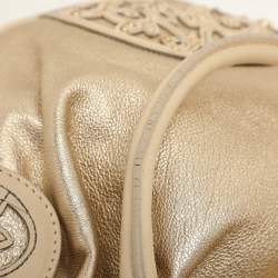 Moschino Gold Leather Padlock Satchel