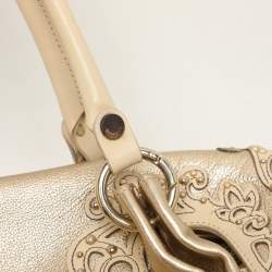 Moschino Gold Leather Padlock Satchel