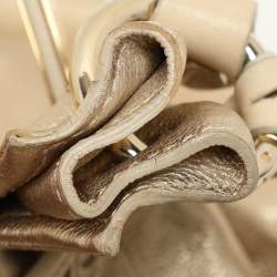 Moschino Gold Leather Padlock Satchel