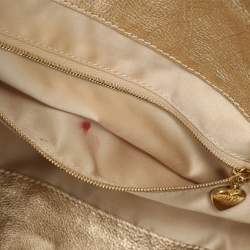 Moschino Gold Leather Padlock Satchel