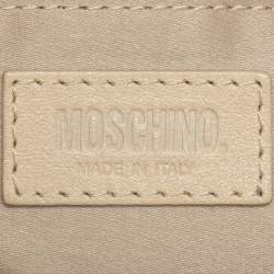 Moschino Gold Leather Padlock Satchel